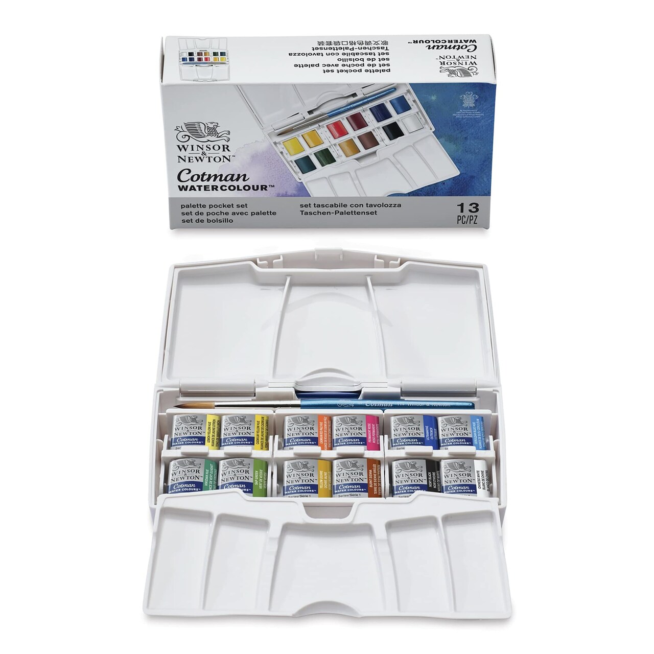 Winsor & Newton Cotman Watercolors - Palette Pocket Set of 12, Assorted Colors, Half Pans